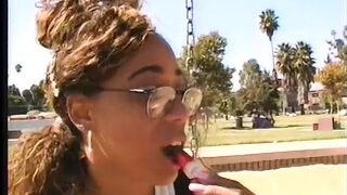 Black bitch offer bj and gets her booty plowed by stud