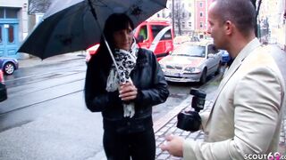 German cougar inside Leather Pants Pickup and Boned on Street