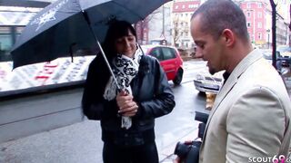 German cougar inside Leather Pants Pickup and Boned on Street