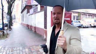 German cougar inside Leather Pants Pickup and Boned on Street