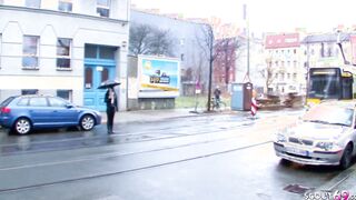 German cougar inside Leather Pants Pickup and Boned on Street