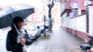 German cougar inside Leather Pants Pickup and Boned on Street