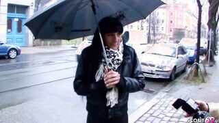 German cougar inside Leather Pants Pickup and Boned on Street