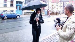 German cougar inside Leather Pants Pickup and Boned on Street