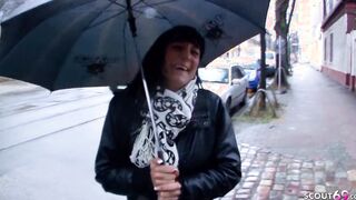 German cougar inside Leather Pants Pickup and Boned on Street