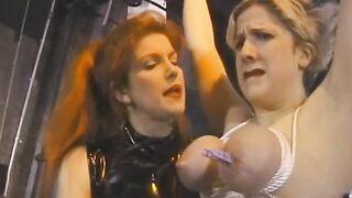 Sub gets her nipples clipped and licked by GF