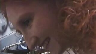 Hot dark hair punishes and teases 2 redheads