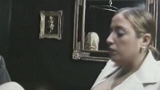 Tied man is subdued with strange cock remedy by 2 chicks
