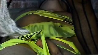 Female Domination lover with long boobies slaps submissive dude's booty