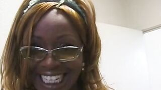 Curvy black into gold panties fucks a white hunk