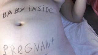 hot huge boobed  pregnant teenie women got covered inside filthy body writings! - Milky Mari