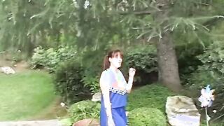 Curvy cheerleader raises skirt and gets her twat licked