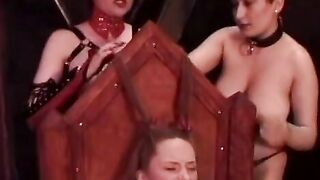 Red Haired sub gets her cunt ruined by 2 tough doms