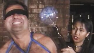 Freaky chinese domina uses electricity and whips on slave white beauty