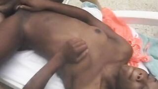 Beauty black hooker with tiny breasts spreads legs for cock