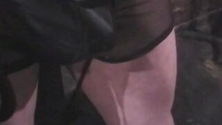 oriental BONDAGE gf clamps hooded and collared sub guy's
