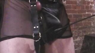 oriental BONDAGE gf clamps hooded and collared sub guy's