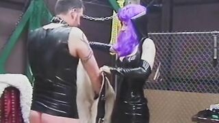 Older domina pours Cutie wax on guy's nuts and dick