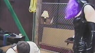 Older domina pours Cutie wax on guy's nuts and dick