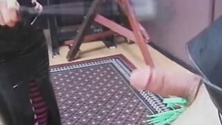 Older domina pours Cutie wax on guy's nuts and dick