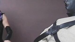 Older domina pours Cutie wax on guy's nuts and dick