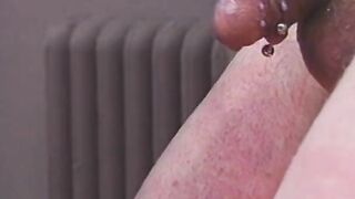 Older domina pours Cutie wax on guy's nuts and dick