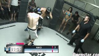 Blonde Cutie Sophie Dee Smother's Boxing Loser With Her Long Hooters