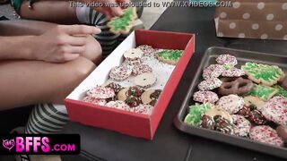 BFFS - Hottie Blonde Girls Into Small Elf Costumes Having Pre Christmas Party With Freaky Bro