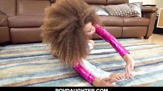 Curly haired black 18 Yo Gymnast Step Daughter Cecilia Lion Plowed By White Stepdad pov