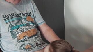 Petite eighteen blows off turned on older man dick after she gets hardcore fuck by him