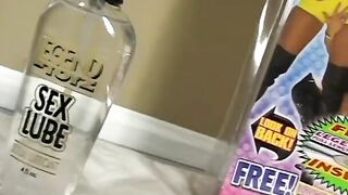 Nubian lesbians double screwed a clear toy