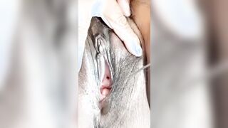liking insane orgasm with my small toy on bushy twat