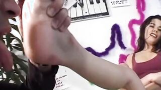 Freaky dark hair has wild sex inside office then facial