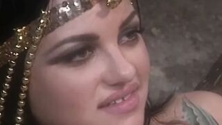 Egyptian bimbo blows and fucks explorer's dick into cave