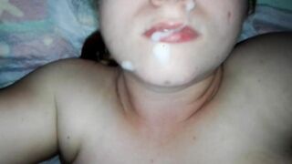 Cum on her face when she smiling