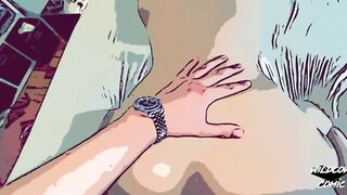 4k point of view deep doggy comic style with a blond German 18 yo