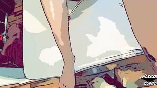 4k point of view deep doggy comic style with a blond German 18 yo