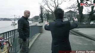 german naive blonde 19 year old pick up after flirt on street three-way