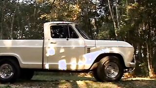 Backwoods blonde with nice jugs gets banged! on the side of the road