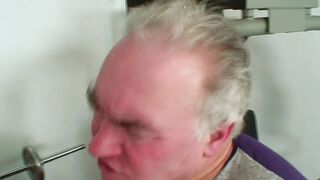 Daddy fucks blond barely legal and offer cum on bald vagina