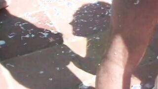 Lovers got covered with whipped cream and lick each other