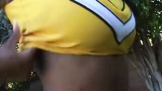 Hot african cheerleader gets her cunt blown and banged