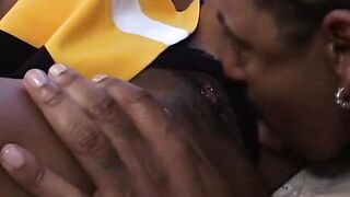 Hot african cheerleader gets her cunt blown and banged