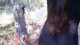 Compilation tied and hooded on high heels and tights