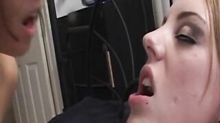 Vulgar dark hair Hottie gets her soak vagina licked by female