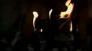 Horny goddess gets fuck by 2 rough dicks near fireplace