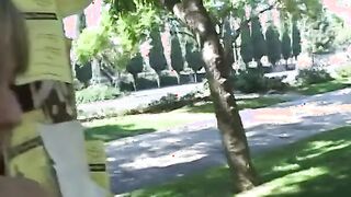 Adorable college blonde gets cum after rough anal drilling