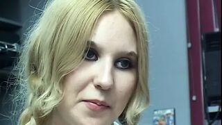 Pigtailed blonde inside school uniform does anal with her hung