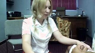 Pigtailed blonde inside school uniform does anal with her hung