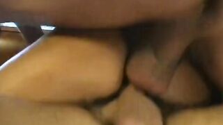 Dirty pornstar gets hard double penetration by studs